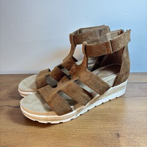 Bella Vita Women's Zinia Comfort Wedge Sandals Brown Faux Suede 9 N